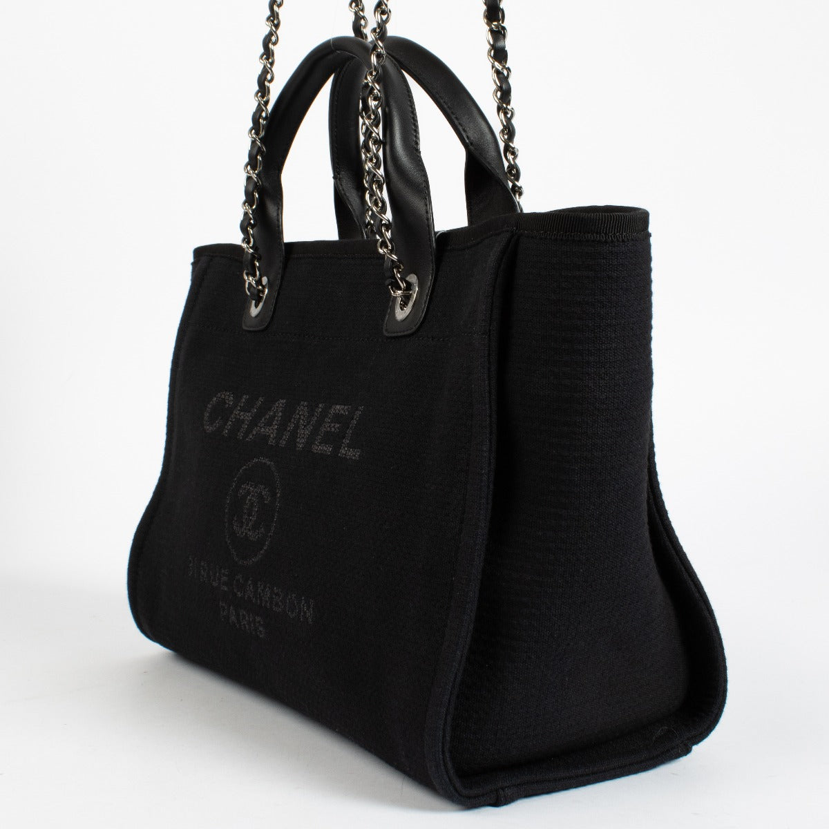 Chanel Zwarte Canvas Deauville Kleine Shopper
