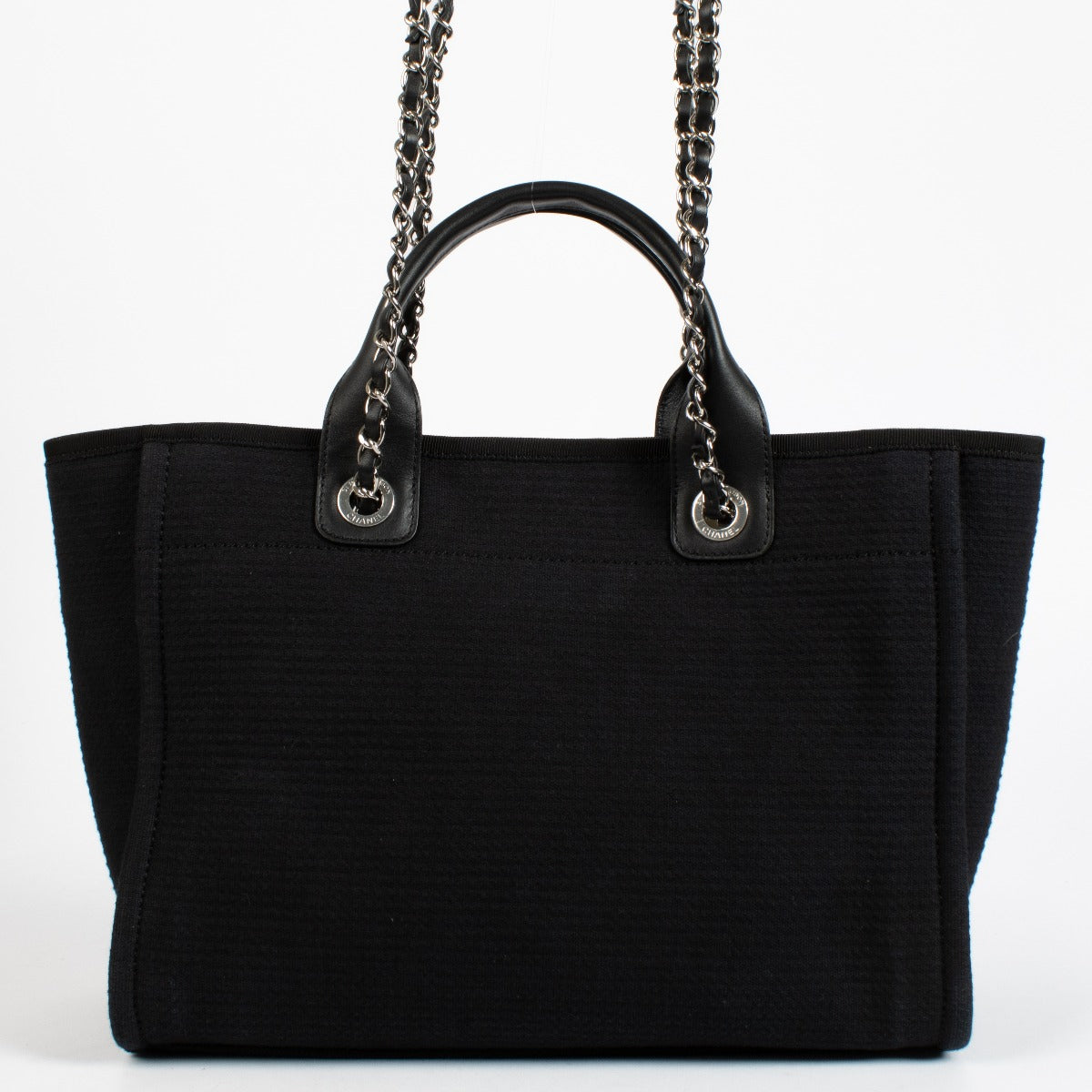 Chanel Zwarte Canvas Deauville Kleine Shopper