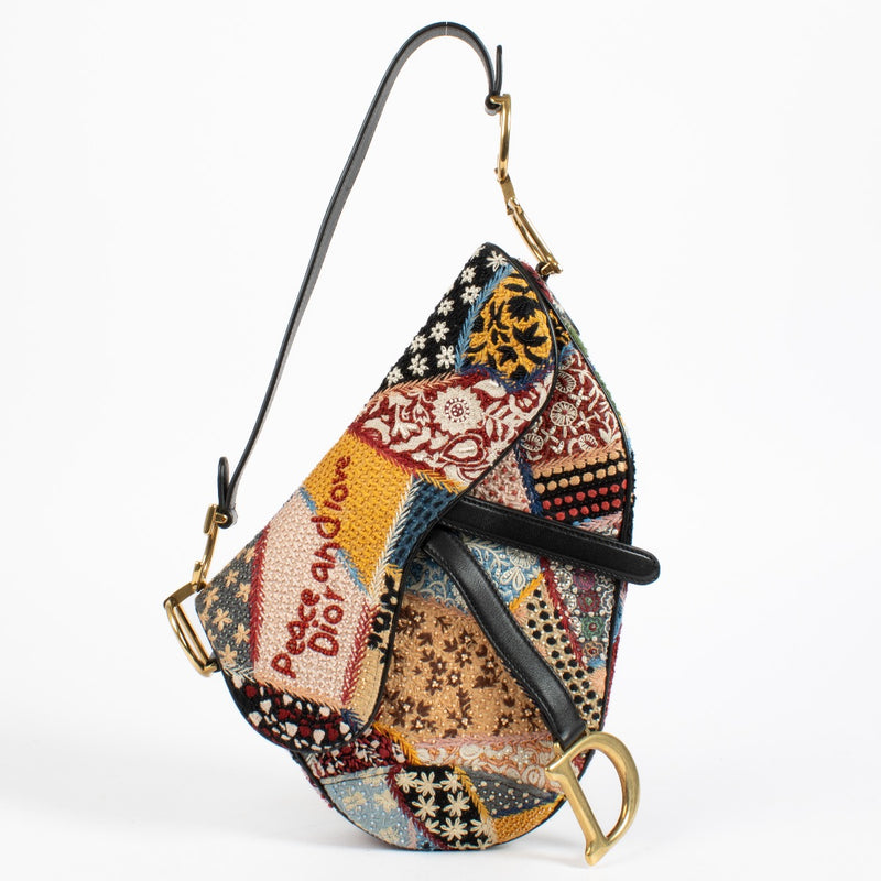 authentic preloved Dior Multicolor Beaded 'Peace And Love' Saddle Bag on Labellov.com
