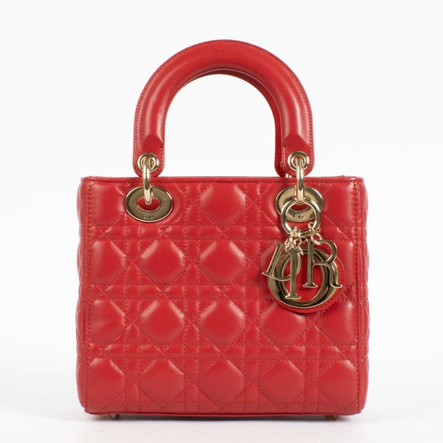 Christian Dior Red Small Lady Dior Bag