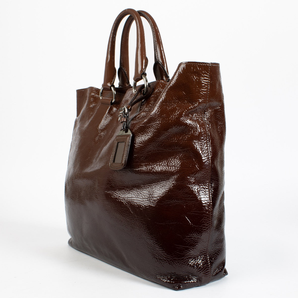 Authentic preloved Prada Brown Ombre Patent Tote Bag on Labellov.com
