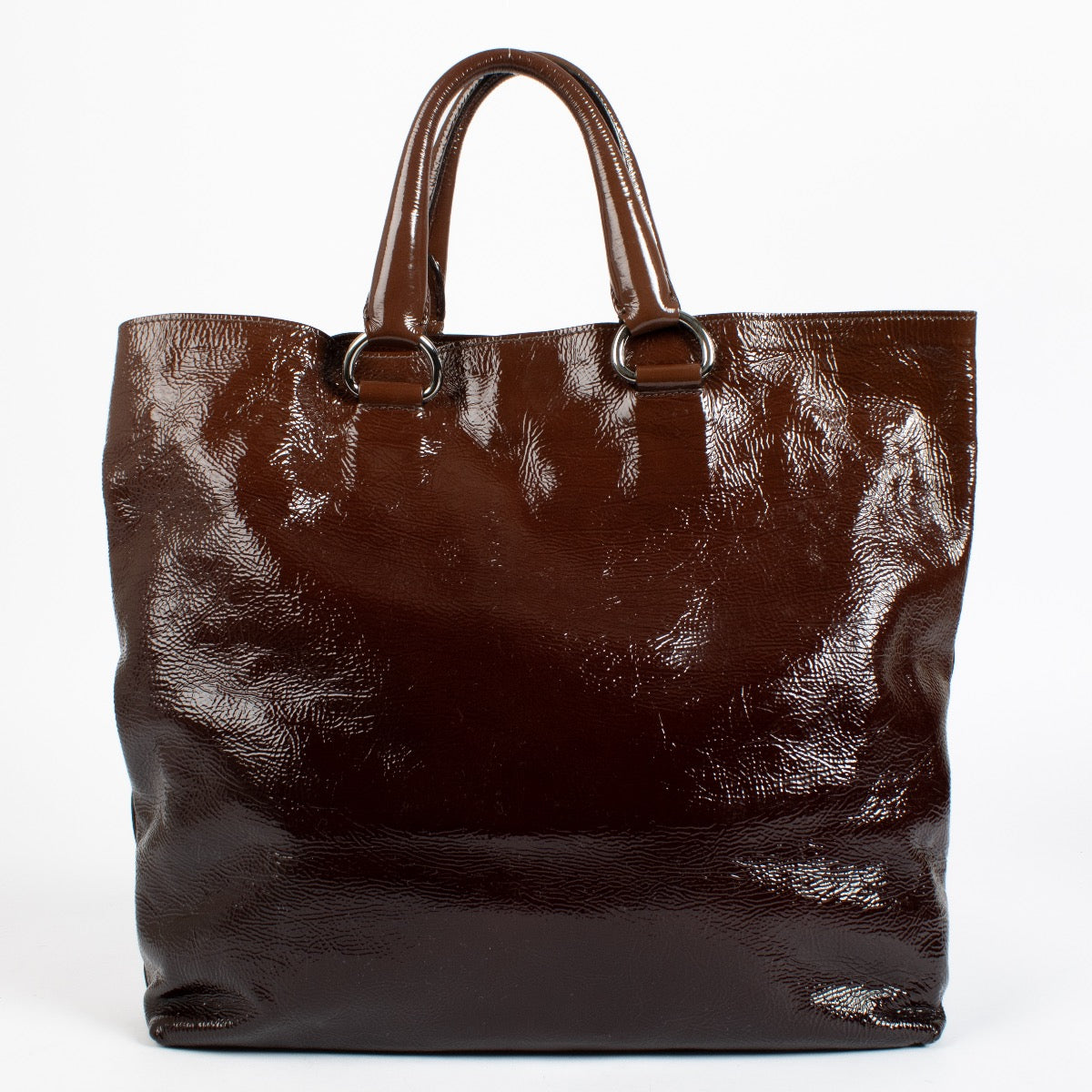 Authentic preloved Prada Brown Ombre Patent Tote Bag on Labellov.com