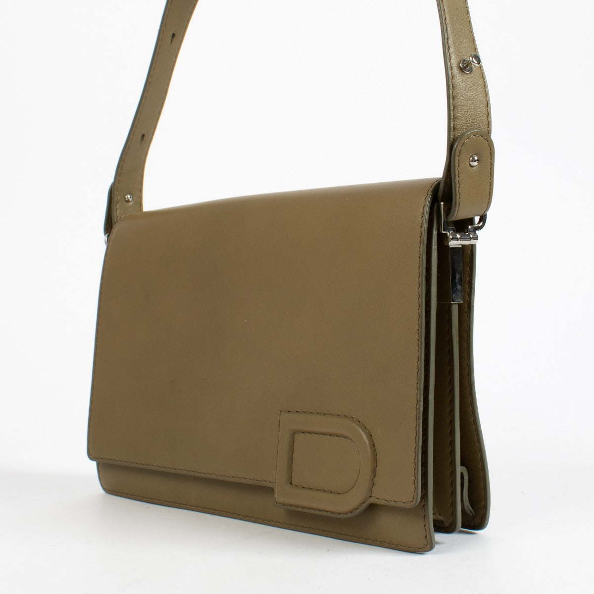 Authentic preloved Delvaux Khaki Destrier Souple Clin d'Oeil Bag on Labellov.com
