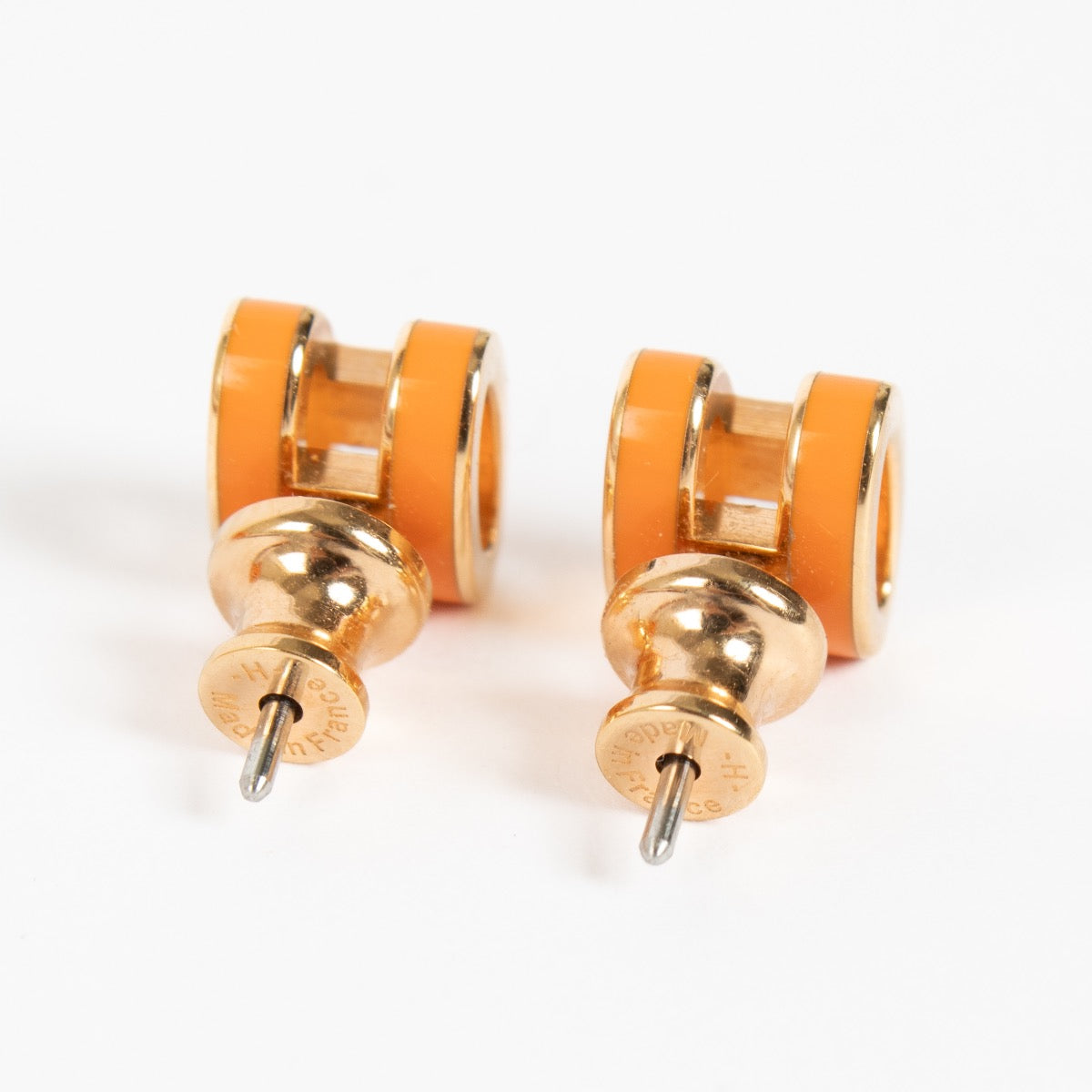 Shop 100% authentic earrings on Labellov.com Hermès Orange Pop H Earrings