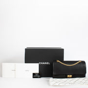 Chanel Paris–Hamburg 2.55 Maxi bag in black calfskin with gold hardware at Labellov.com
