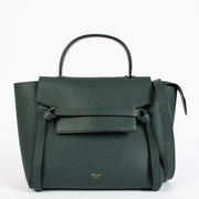 Authentic Celine Belt Bag Medium in forest green grained calfskin with gold hardware at Labellov.com.