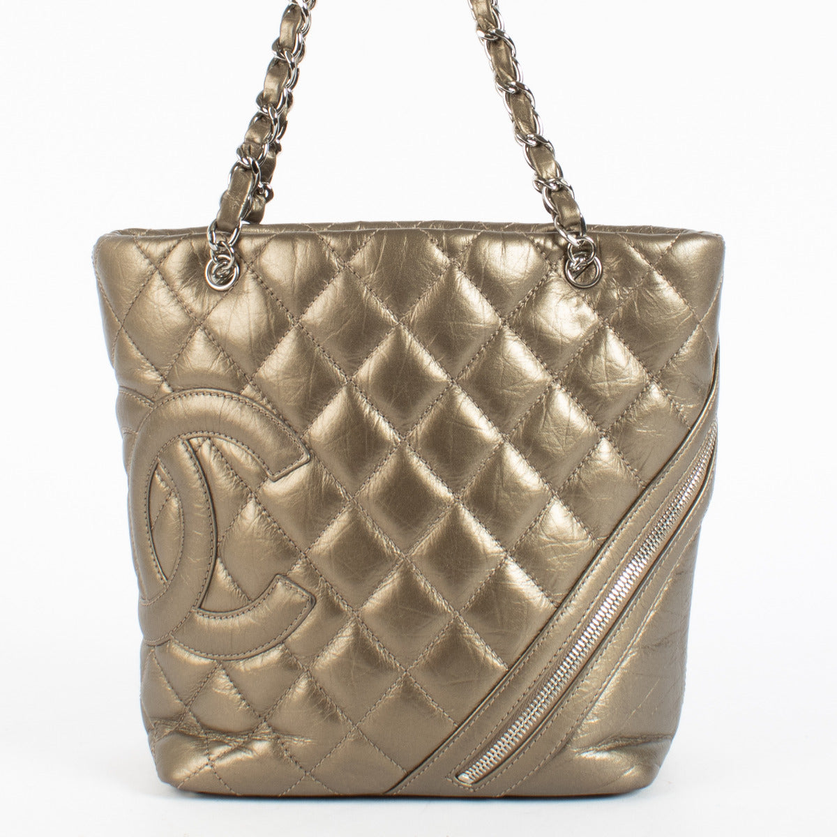 Chanel Metallic Bronzen Ligne Cambon Kleine Tote