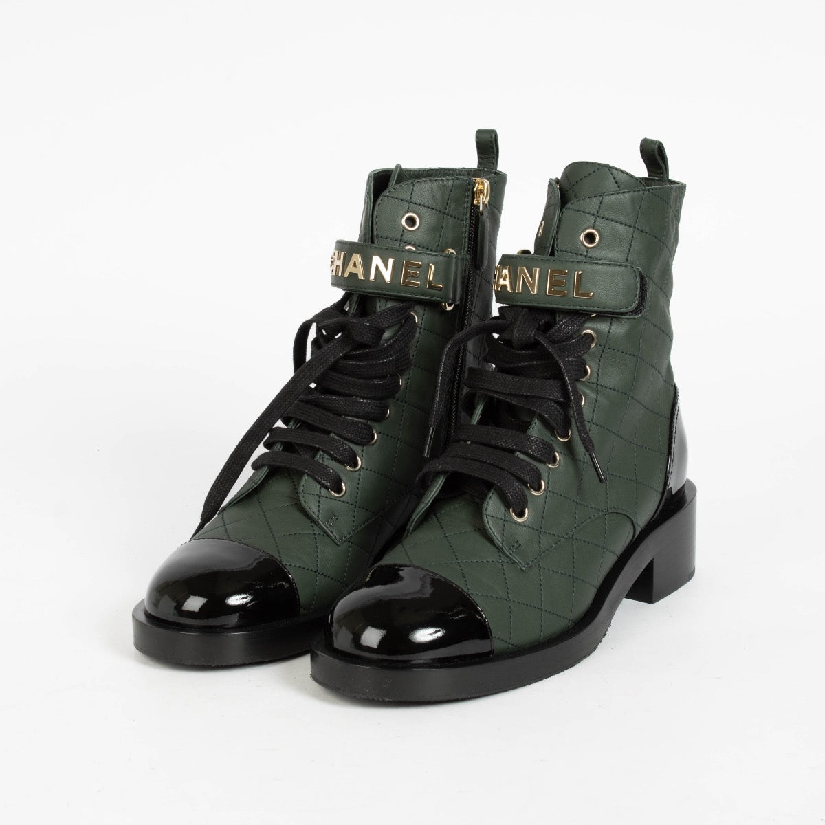 Authentic pre-loved Chanel Green Lambskin Boots on Labellov.com