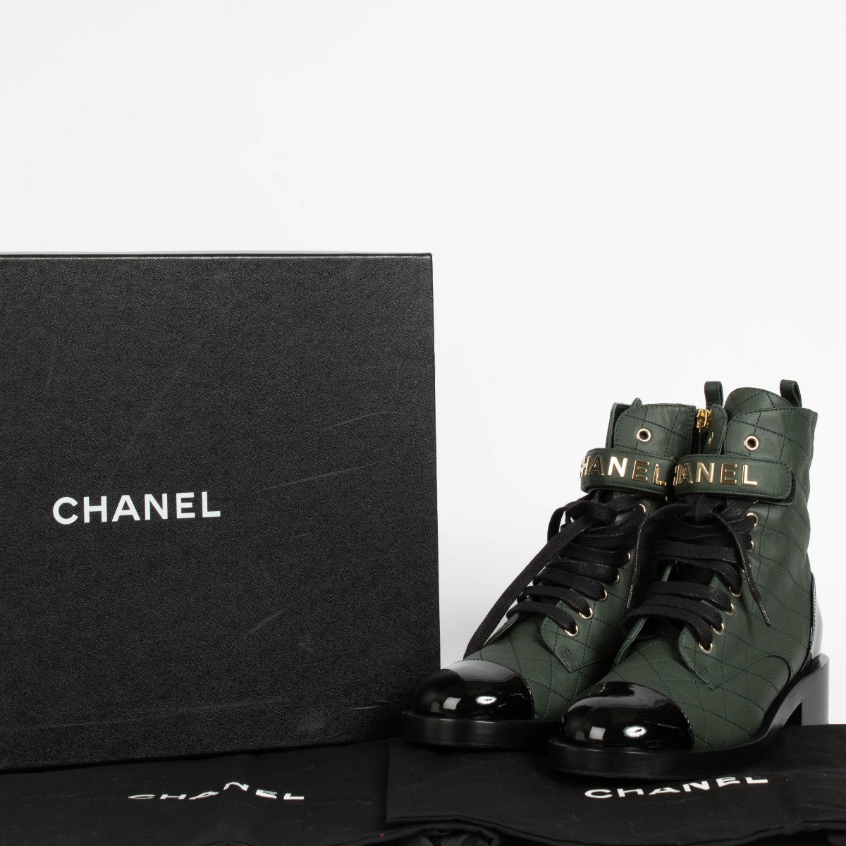 Authentic pre-loved Chanel Green Lambskin Boots on Labellov.com