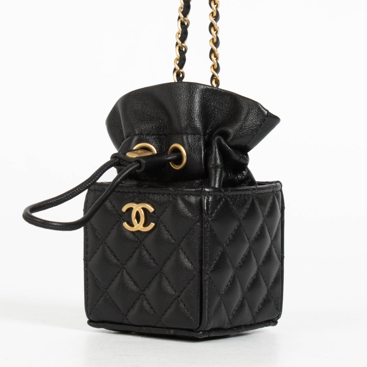 Authentic pre-loved Chanel Black Lambskin Micro Box Bag on Labellov.com