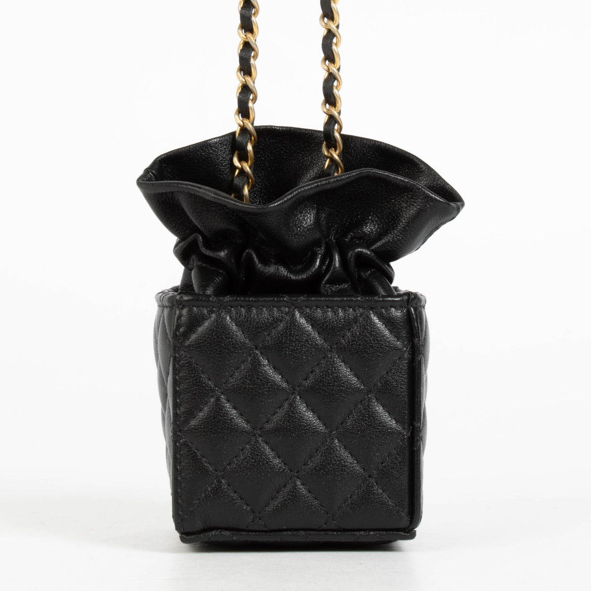 Authentic pre-loved Chanel Black Lambskin Micro Box Bag on Labellov.com