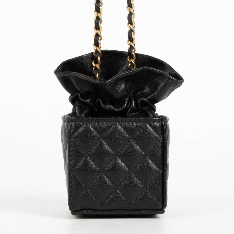 Authentic pre-loved Chanel Black Lambskin Micro Box Bag on Labellov.com