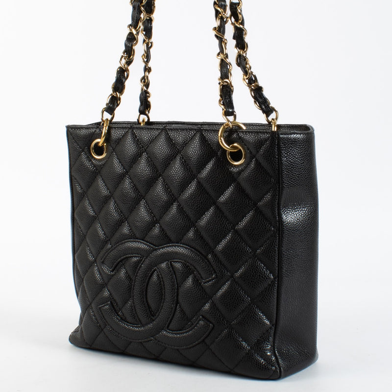 Authentic preloved Chanel Black Caviar Petite Shopping Tote PST on Labellov.com