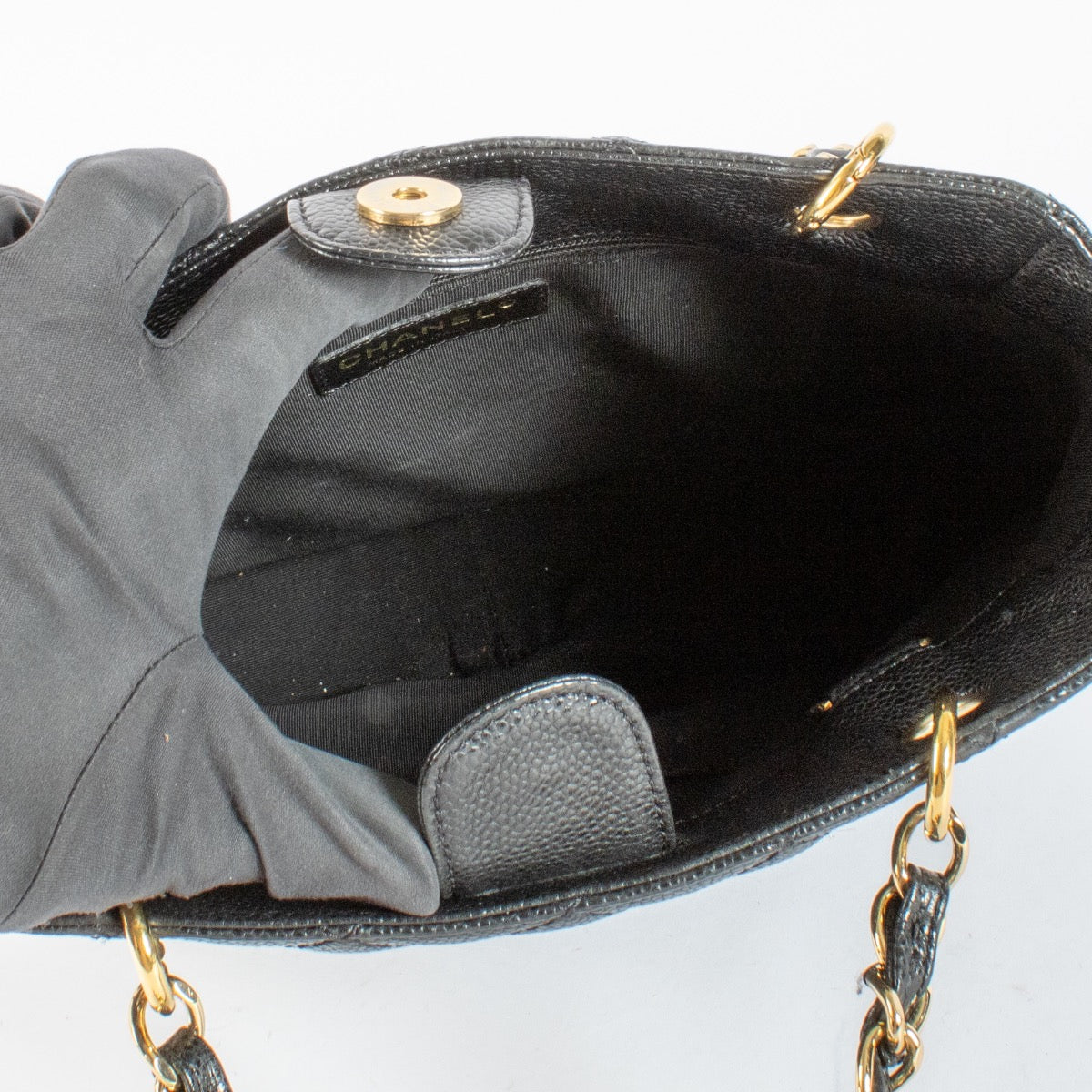 Authentic preloved Chanel Black Caviar Petite Shopping Tote PST on Labellov.com