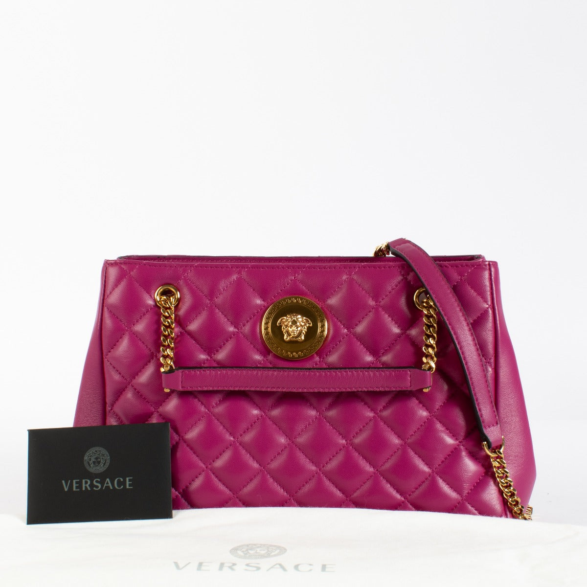 Authentic preloved Versace Pink Quilted Medusa Bag on Labellov.com