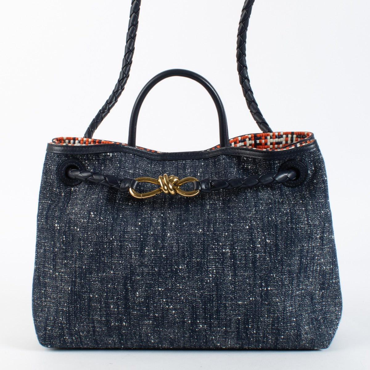 Bottega Veneta Denim Bouclé Medium Andiamo Tas