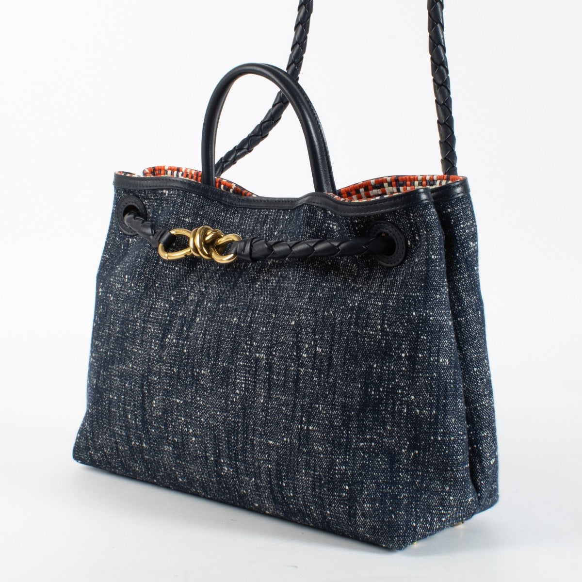 Bottega Veneta Denim Bouclé Medium Andiamo Tas