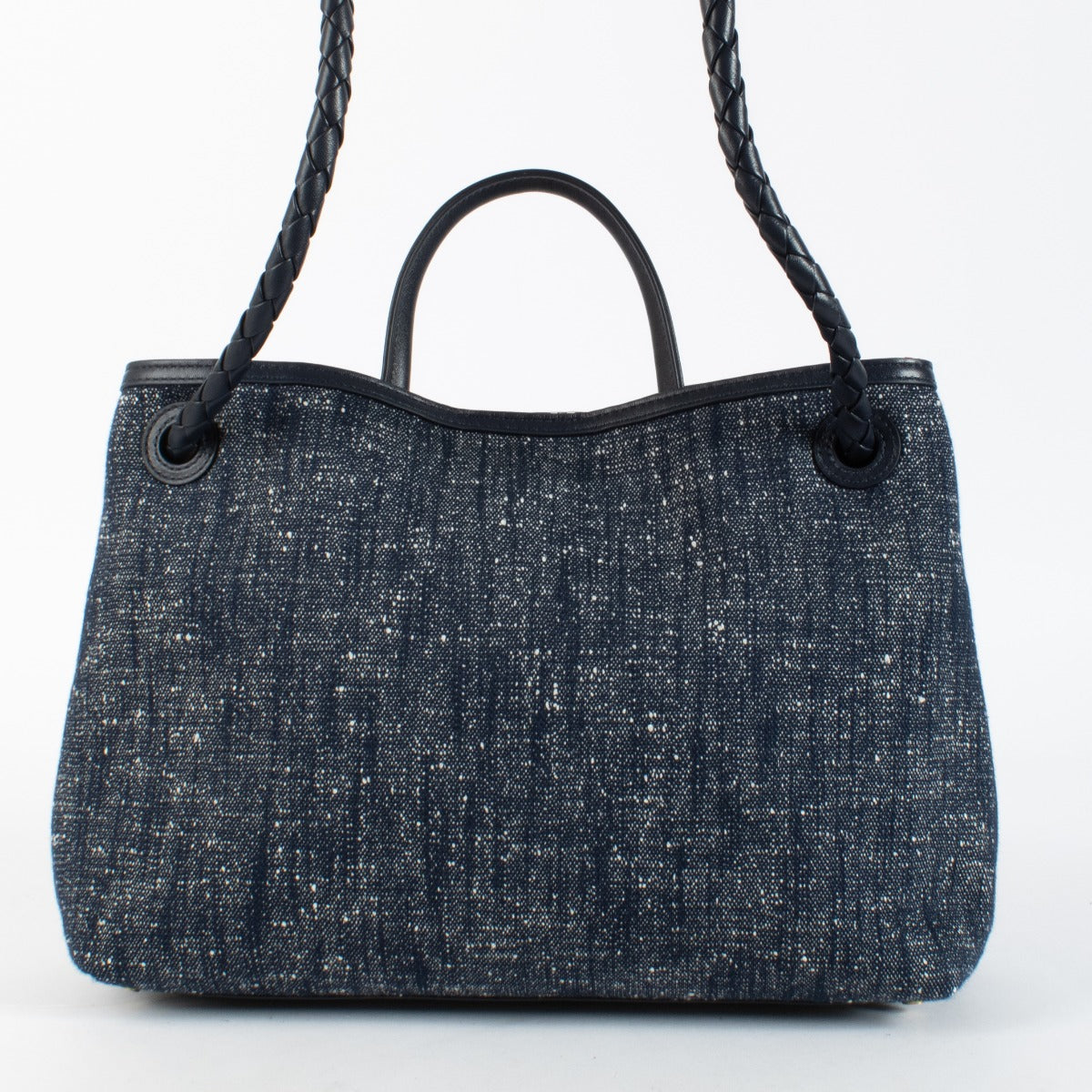 Bottega Veneta Denim Bouclé Medium Andiamo Tas