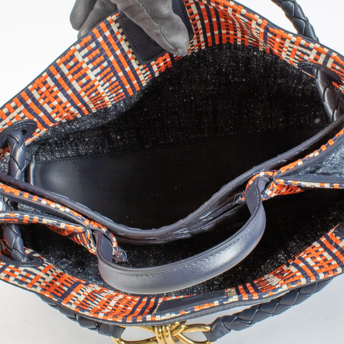 Bottega Veneta Denim Bouclé Medium Andiamo Tas