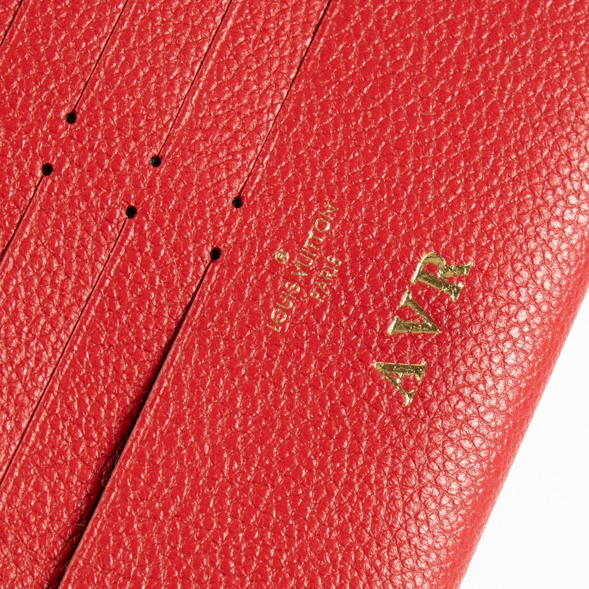 Authentic pre-loved Louis Vuitton Red Monogram Empreinte Pochette Felicie on Labellov.com