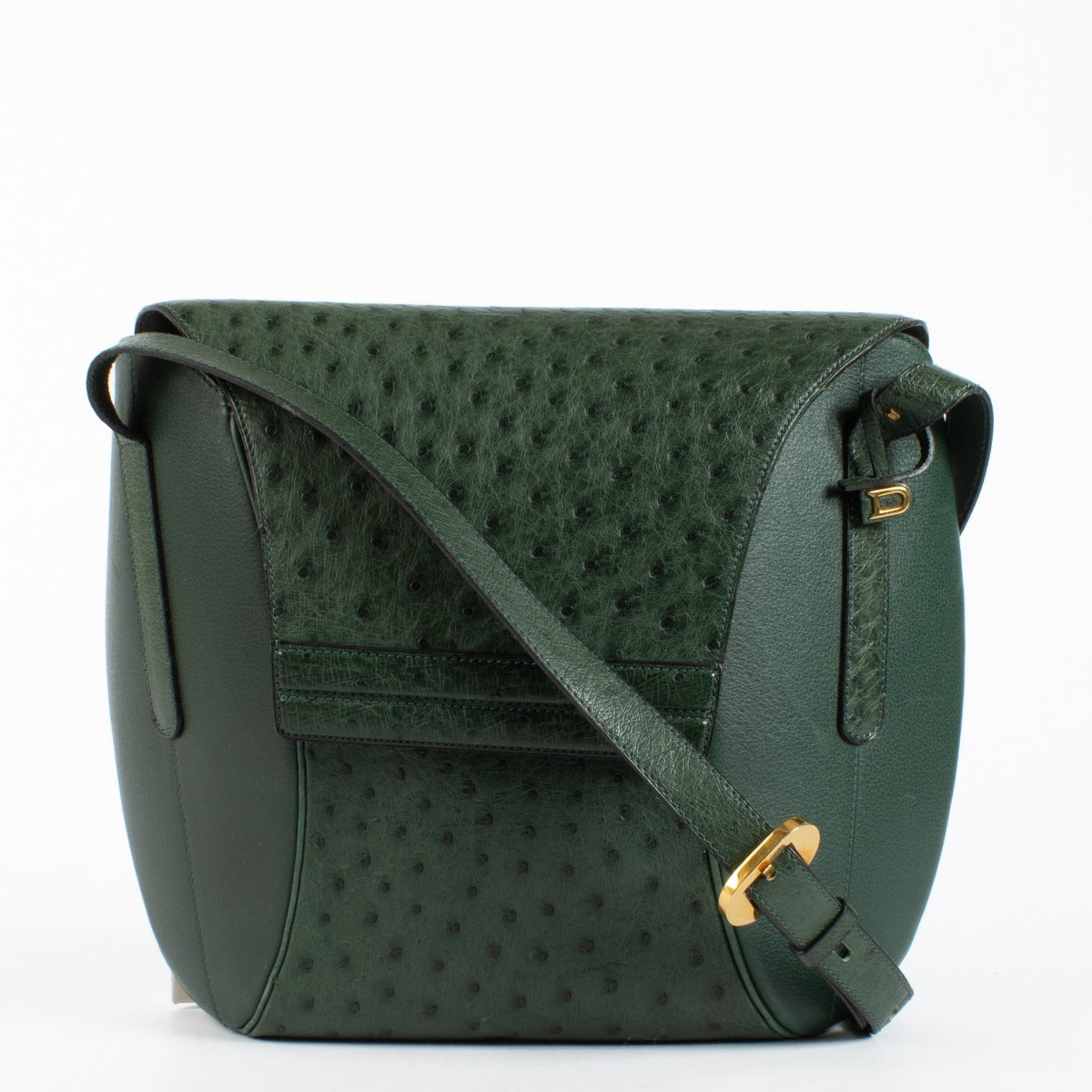 Authentic preloved Delvaux Green Ostrich Crossbody on Labellov.com