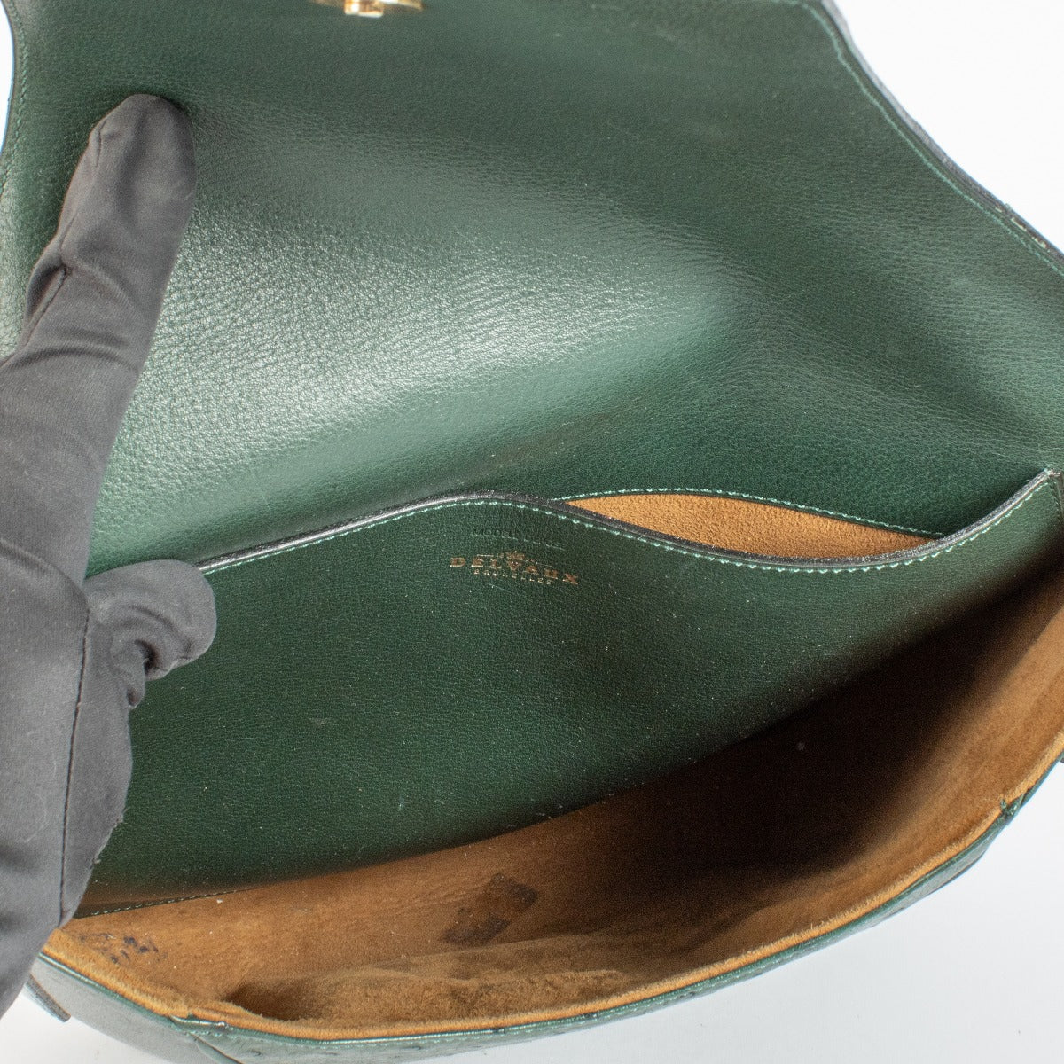 Authentic preloved Delvaux Green Ostrich Crossbody on Labellov.com