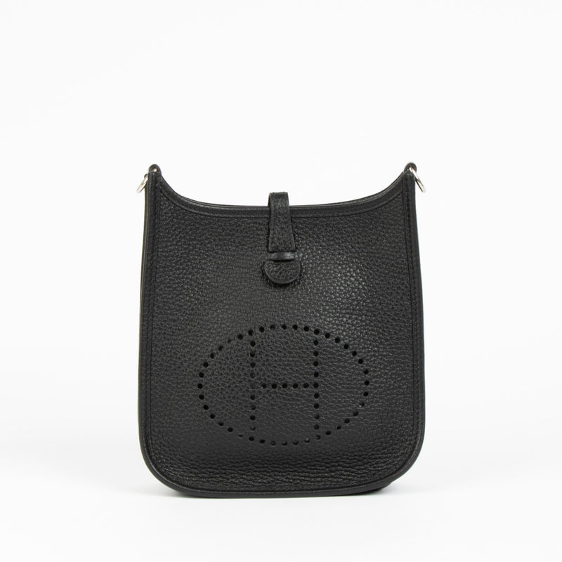 Shop this 100% authentic Hermès Evelyne 16 Black Clemence Flipperball Strap PHW Bag at Labellov.com