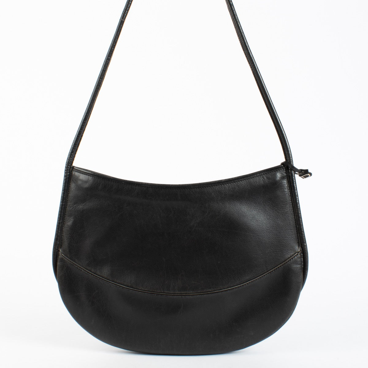 Authentic pre-loved Delvaux Black Half Moon Crossbody Bag on Labellov.com