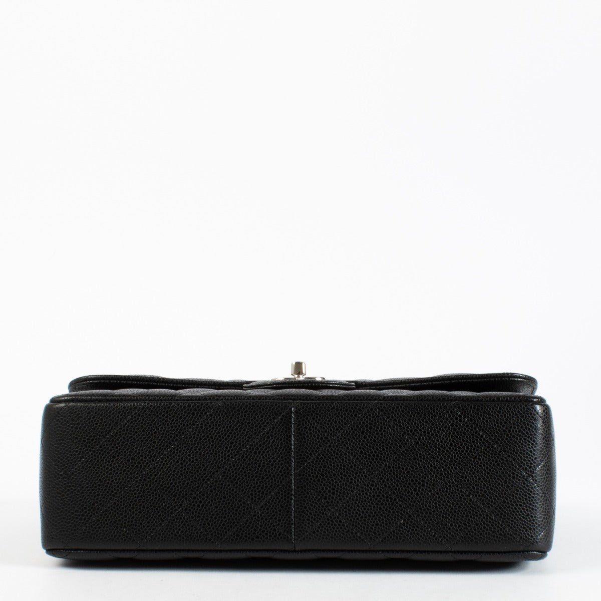 Chanel Black Caviar Large Classic Handbag with silver-tone hardware and burgundy leather interior available at Labellov.com