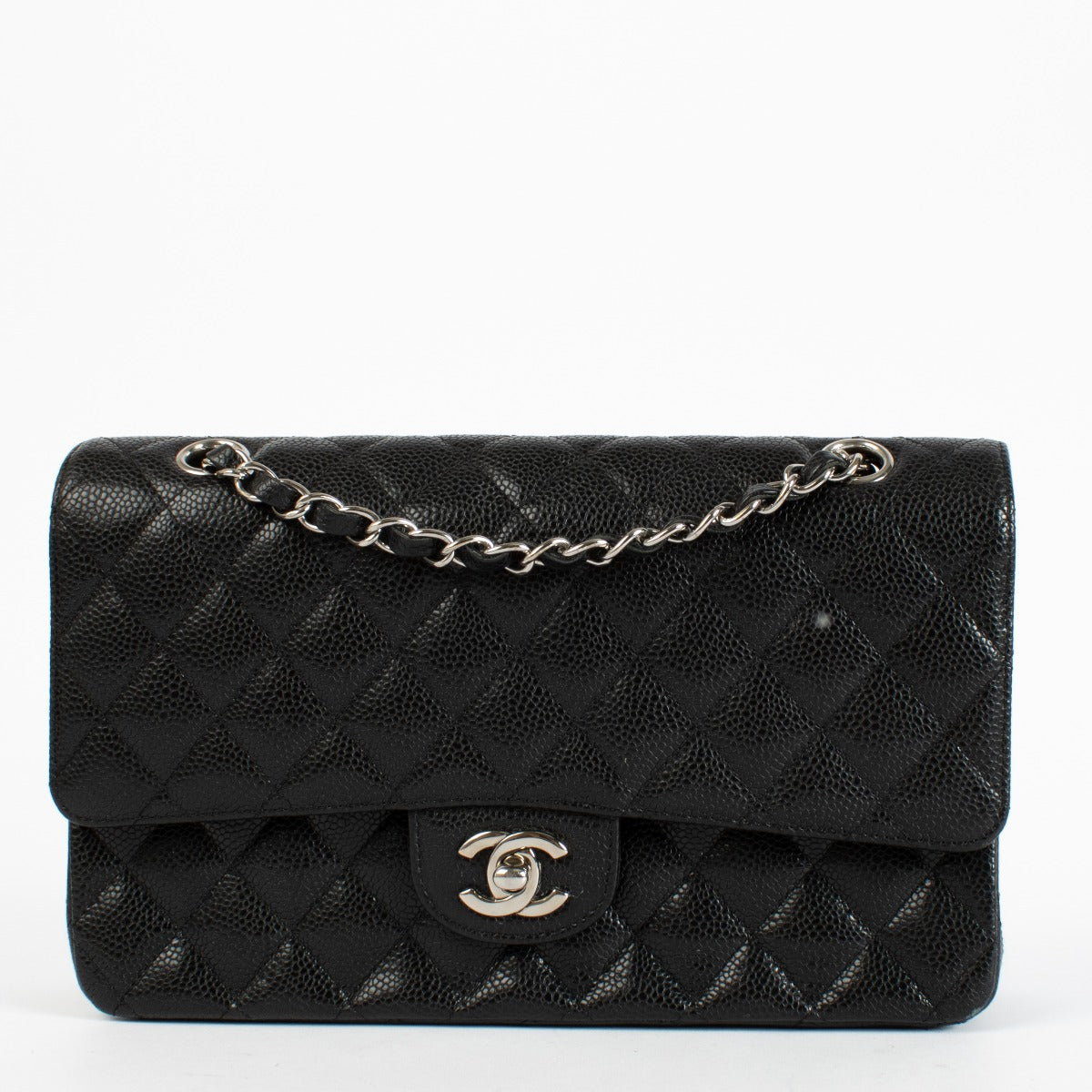 Sac à main Chanel Classic 11.12 en caviar noir taille medium