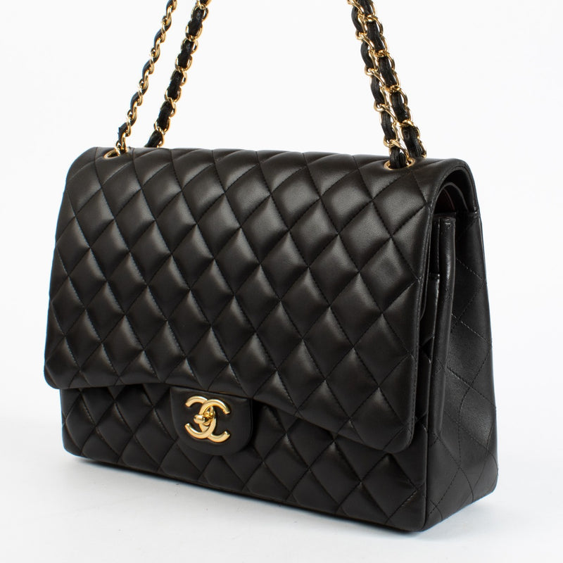 Chanel Black Lambskin Maxi Classic Handbag