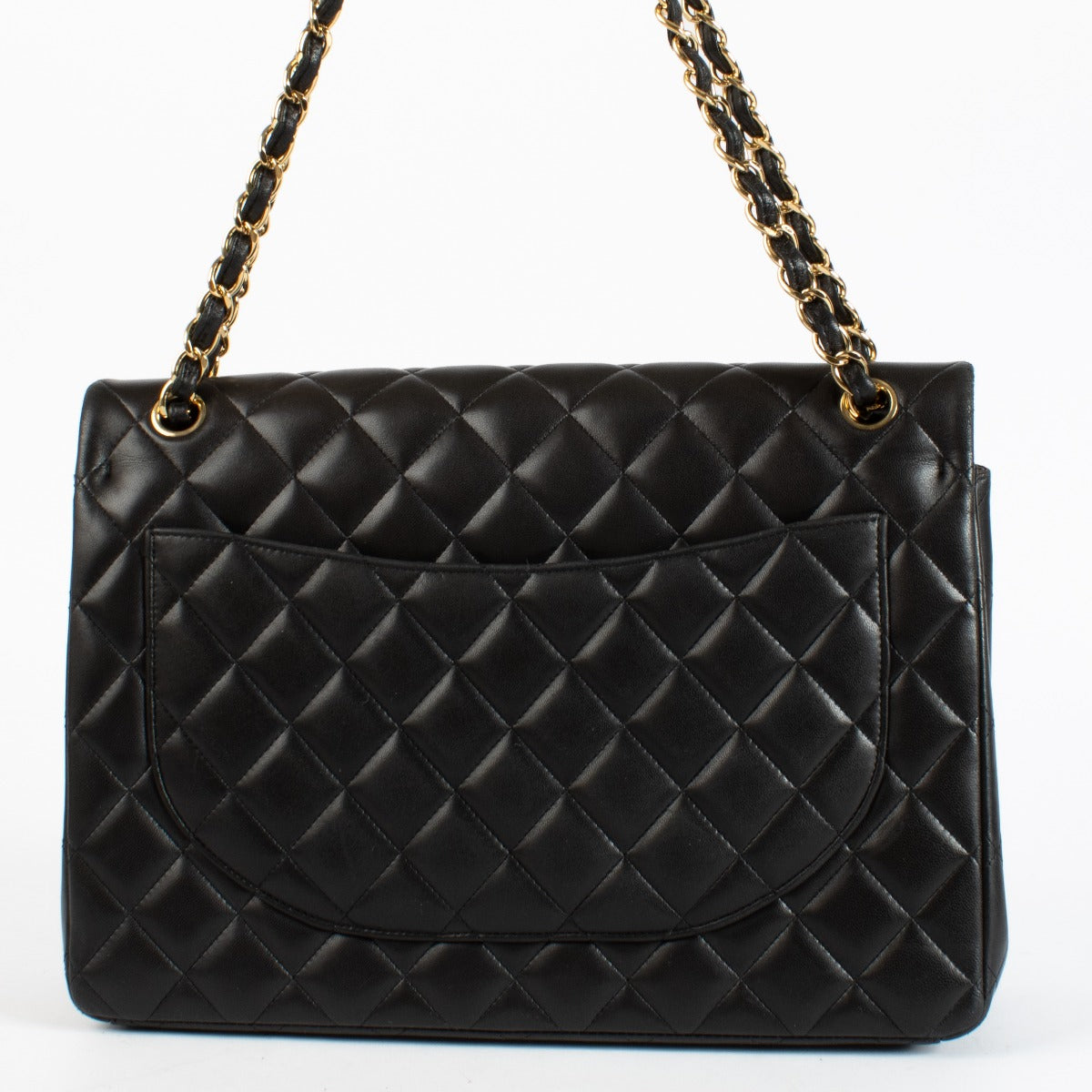 Sac classique Chanel noir en agneau maxi