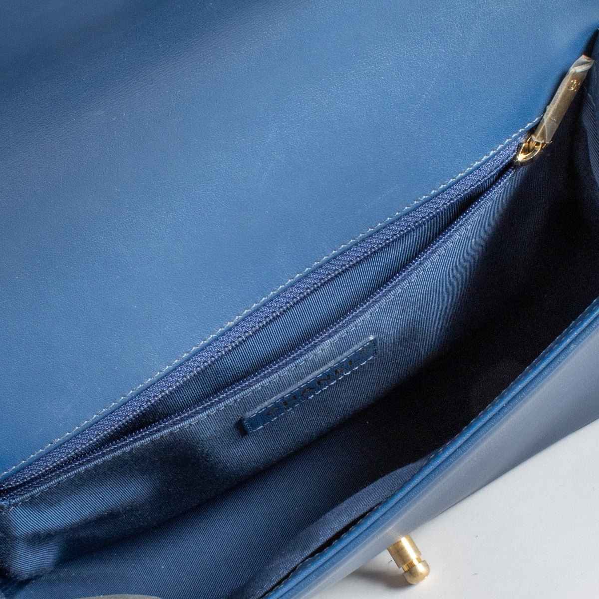 Chanel Blue Chevron Large Boy Chanel Bag