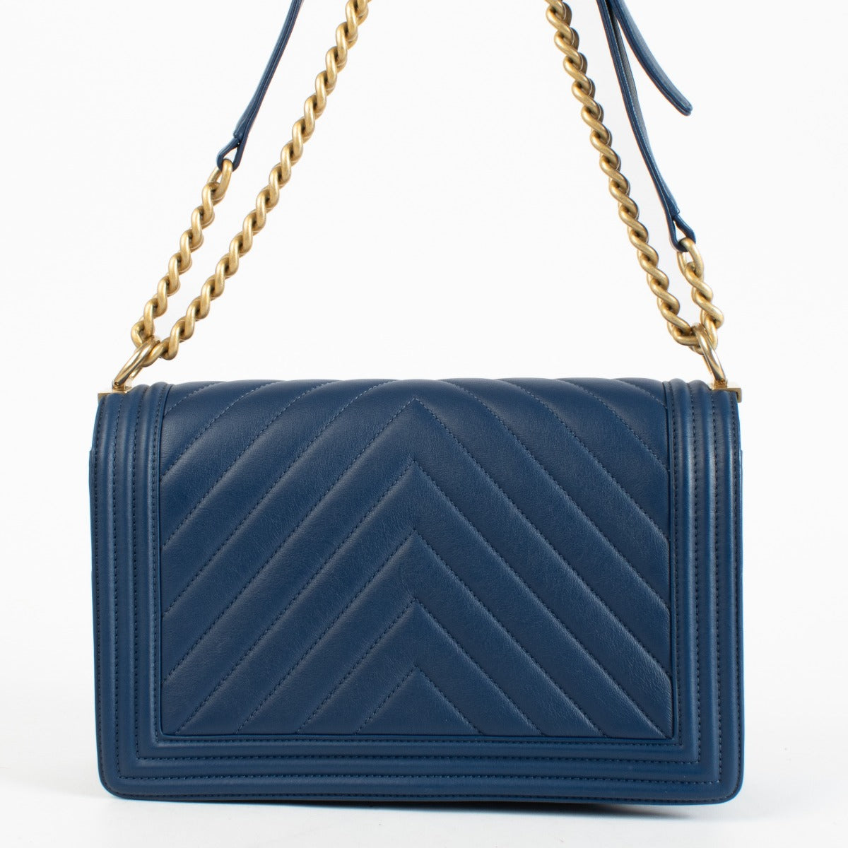 Chanel Blue Chevron Large Boy Chanel Bag
