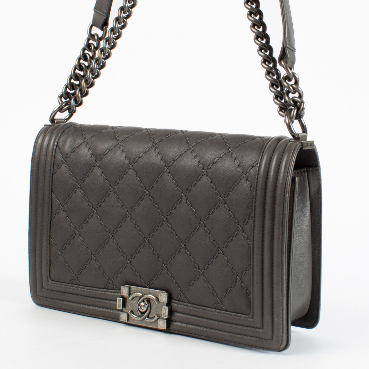 Chanel Grey Wild Stitch Large Boy Chanel Bag