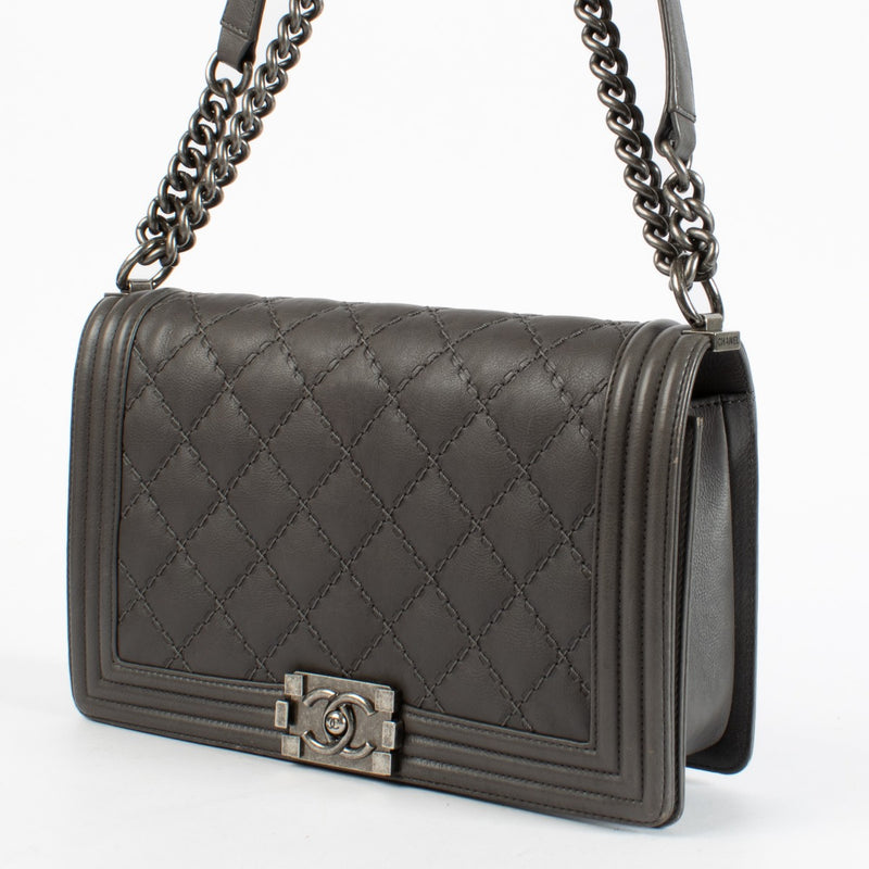 Chanel Grey Wild Stitch Large Boy Chanel Bag