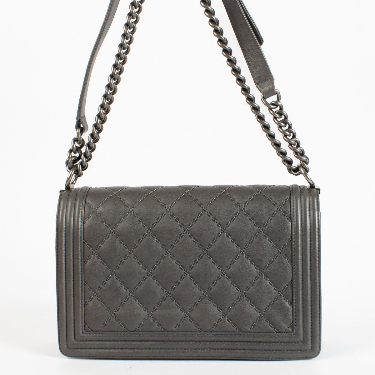 Chanel Grey Wild Stitch Large Boy Chanel Bag