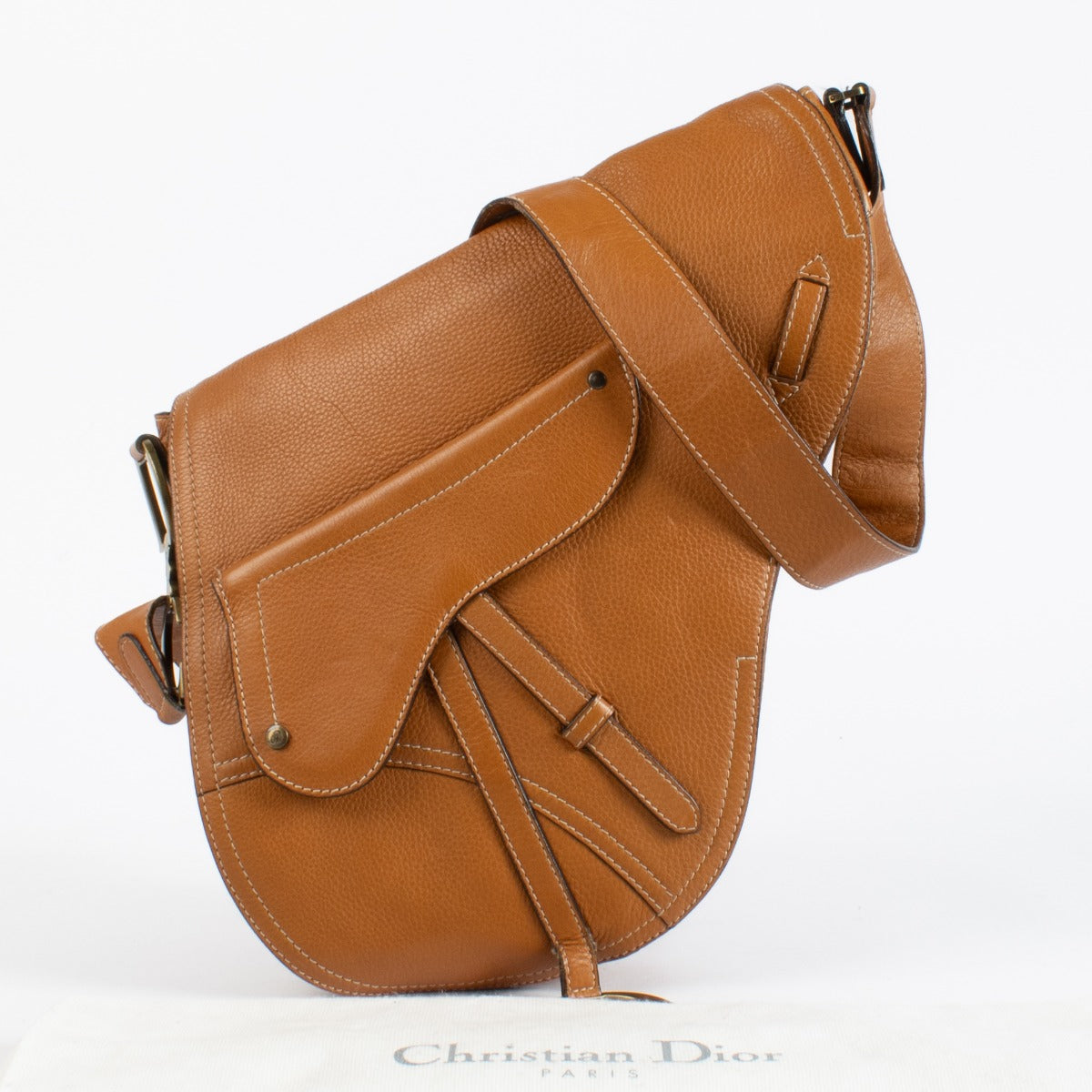 Authentic preloved Christian Dior Camel Vintage Saddle Messenger on Labellov.com