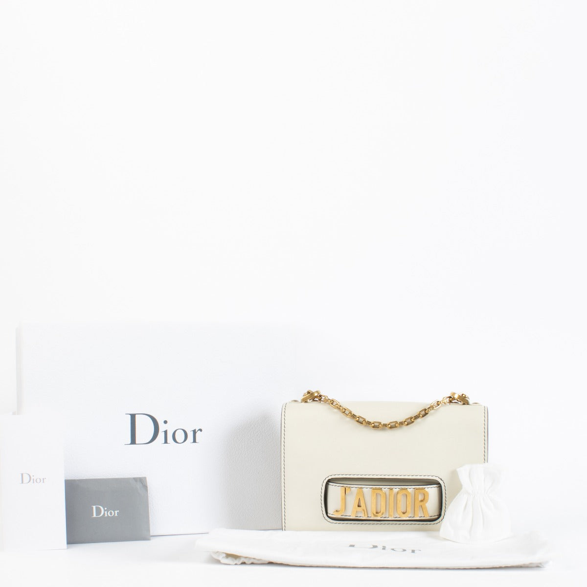 Authentic pre-loved Christian Dior Off White Calfskin J'Adior Chain Bag