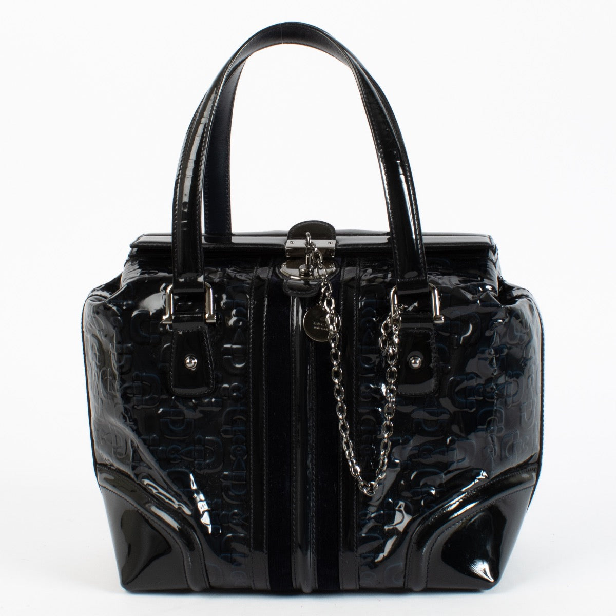 Authentic second hand Gucci Blue Patent Treasure Top Handle Bag on Labellov.com