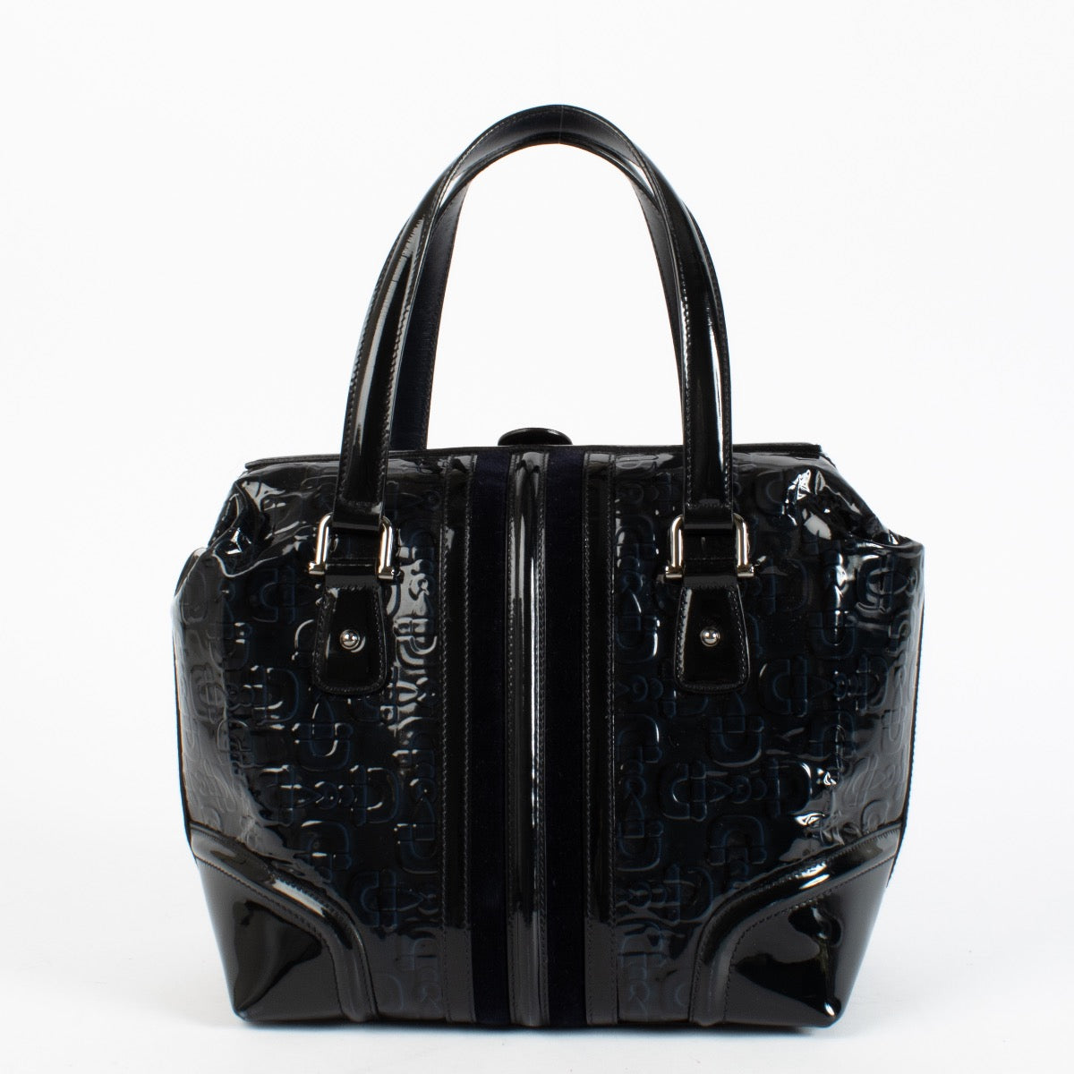 Authentic second hand Gucci Blue Patent Treasure Top Handle Bag on Labellov.com