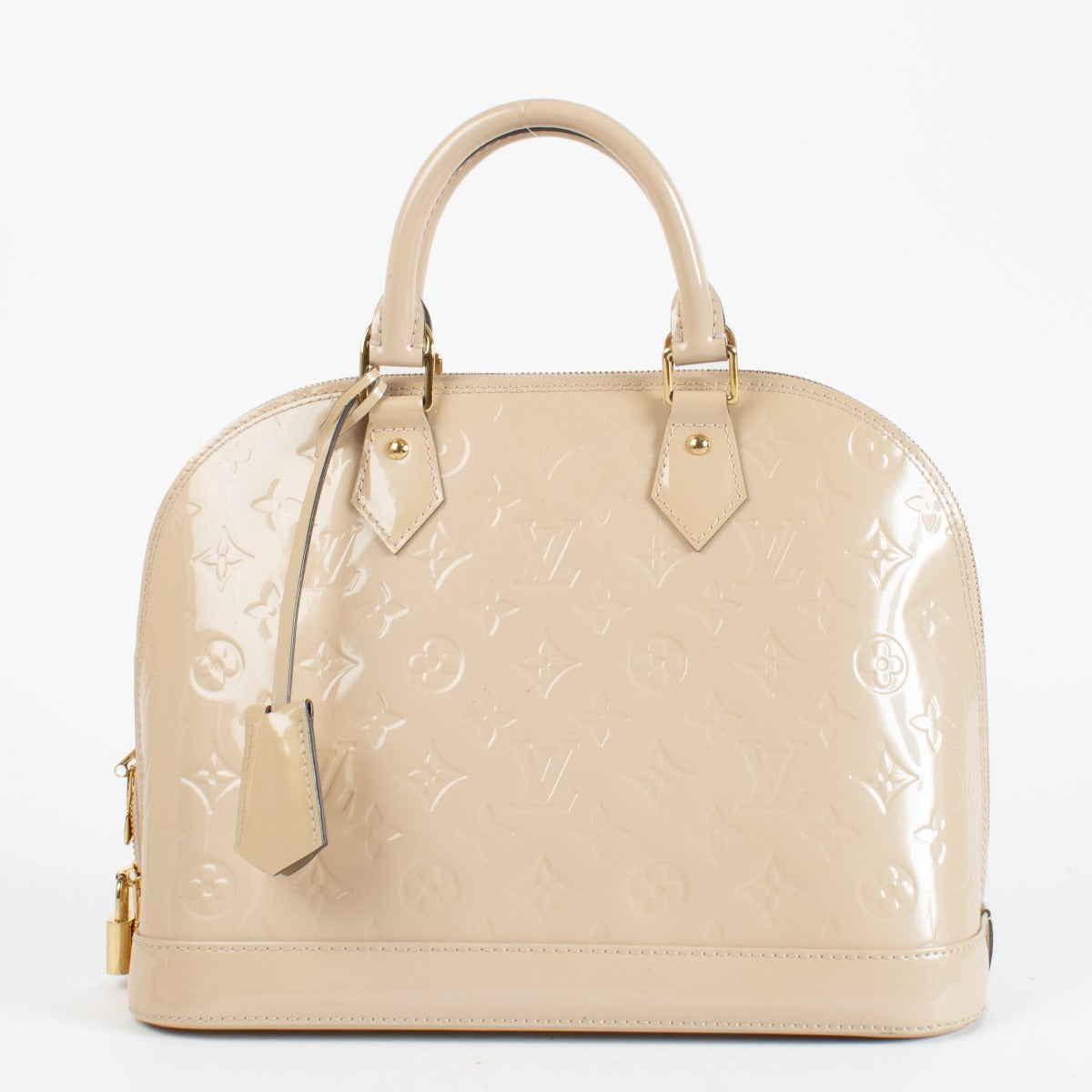 Authentic pre-loved Louis Vuitton Rose Angelique Monogram Vernis Alma PM on Labellov.com