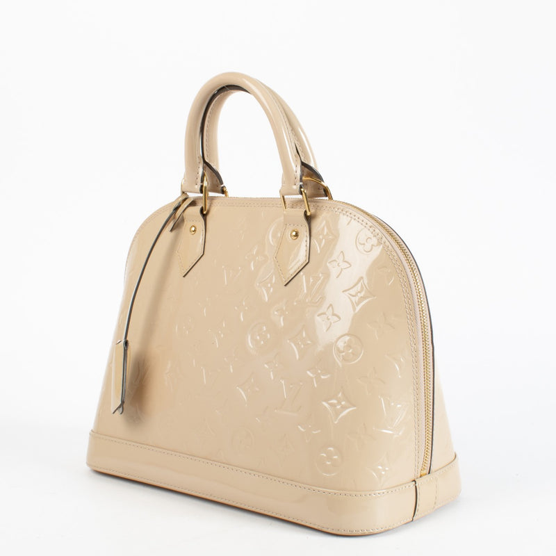 Authentic pre-loved Louis Vuitton Rose Angelique Monogram Vernis Alma PM on Labellov.com