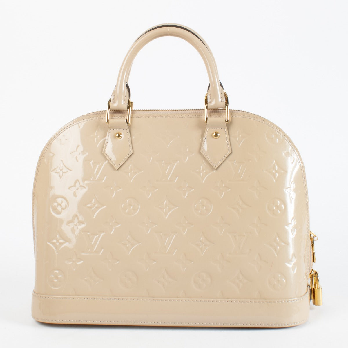 Authentic pre-loved Louis Vuitton Rose Angelique Monogram Vernis Alma PM on Labellov.com