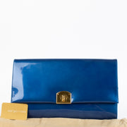 Authentic pre-loved Sergio Rossi Blue Patent XL Clutch on Labellov.com