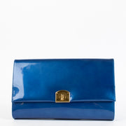 Authentic pre-loved Sergio Rossi Blue Patent XL Clutch on Labellov.com