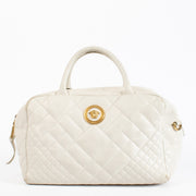 Authentic pre-loved Versace White Quilted Boston Bag on Labellov.com