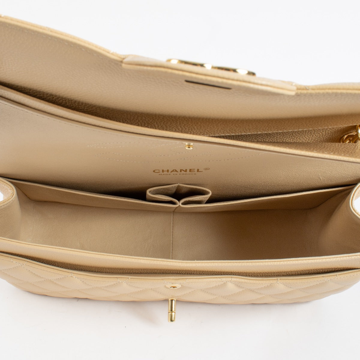 Chanel Beige Caviar Large/Jumbo Classic Bag