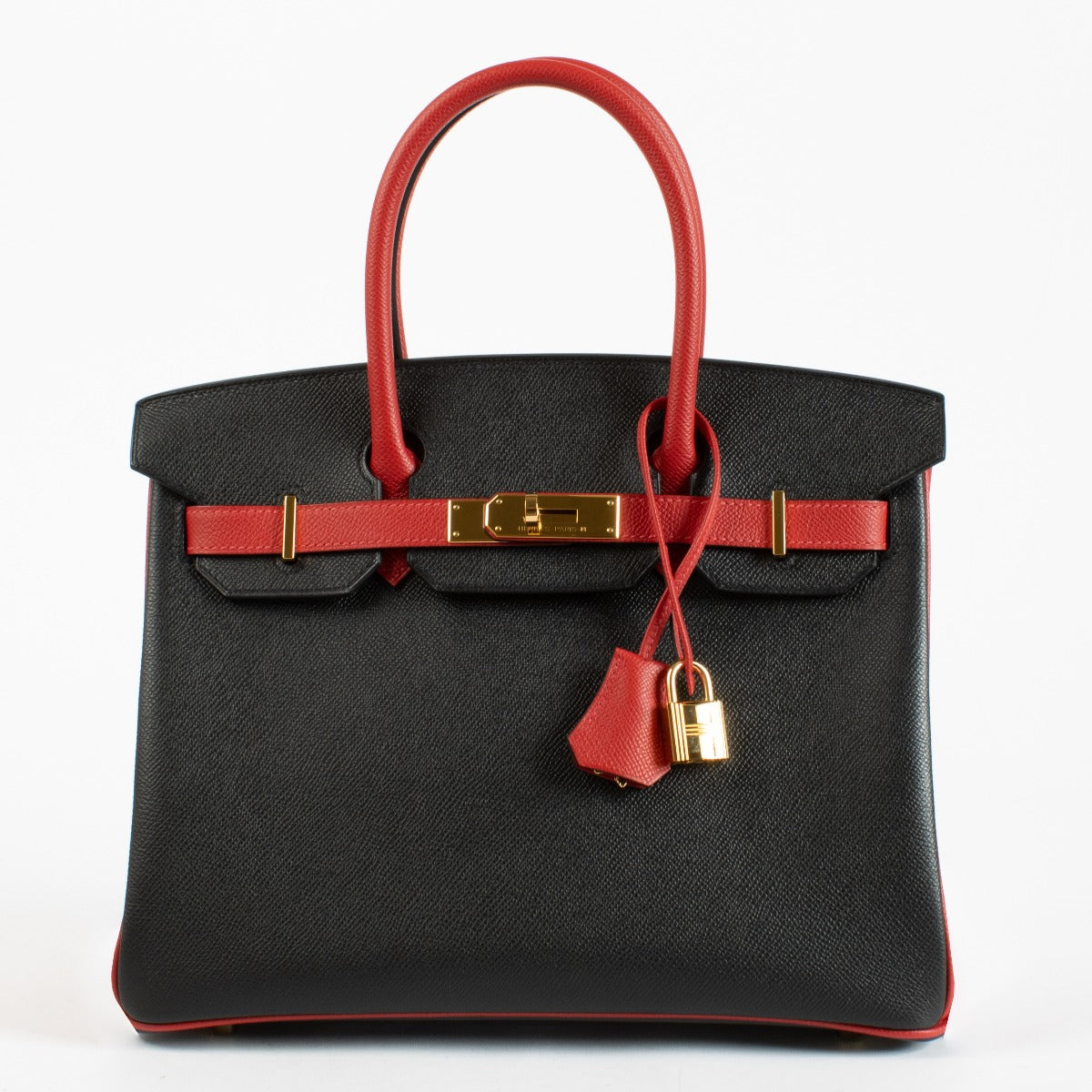 Hermès HSS Birkin 30 Noir/Rouge Casaque Epsom GHW