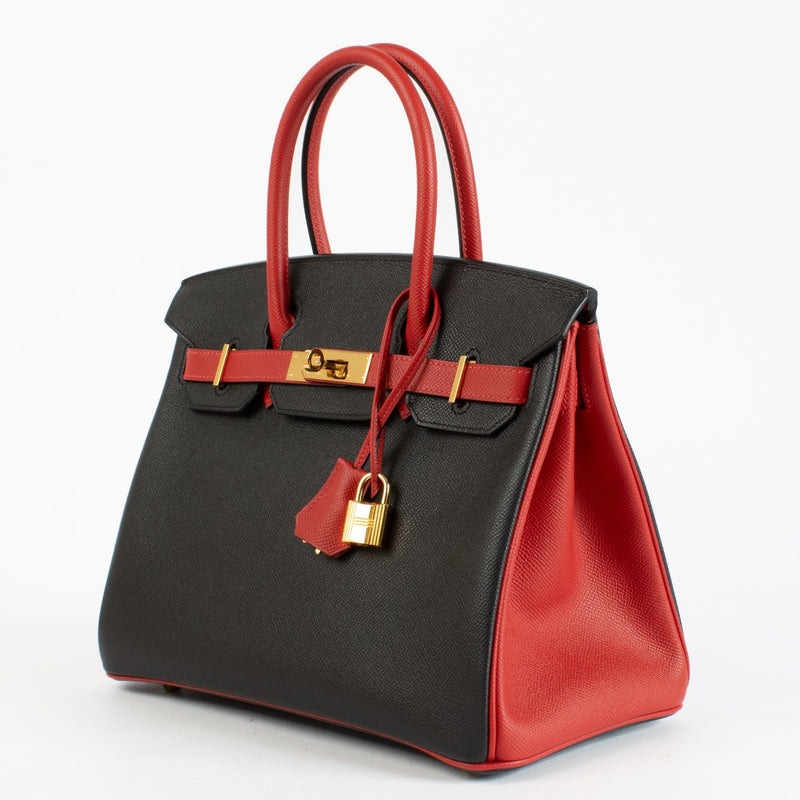 Hermès HSS Birkin 30 Black/Rouge Casaque Epsom GHW